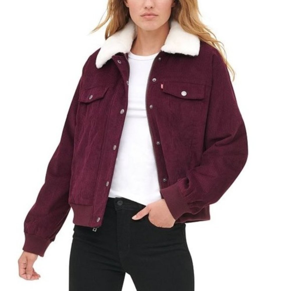 Levi's Faux Fur Collar Corduroy Bomber Jacket